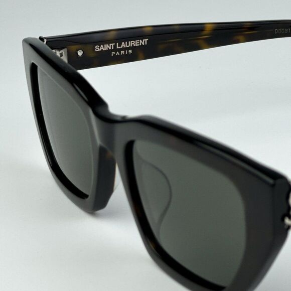 NEW Saint Laurent SLM127/F 002 Havana Green Cat Eye Women Sunglasses - Picture 10 of 13